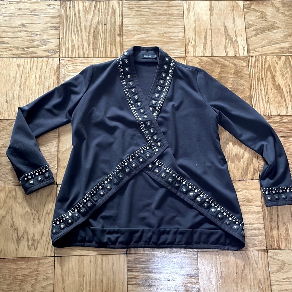 Beautiful studded drape front sweater